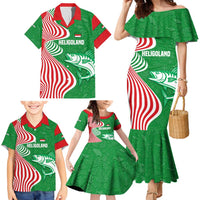 Germany Heligoland Family Matching Mermaid Dress and Hawaiian Shirt with Fish Illustration and Red Green Wave - Wonder Print Shop