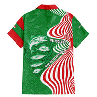 Germany Heligoland Family Matching Mermaid Dress and Hawaiian Shirt with Fish Illustration and Red Green Wave - Wonder Print Shop