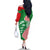 Germany Heligoland Family Matching Off The Shoulder Long Sleeve Dress and Hawaiian Shirt with Fish Illustration and Red Green Wave - Wonder Print Shop
