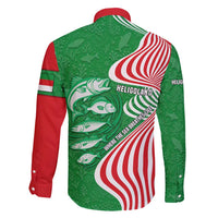 Germany Heligoland Family Matching Puletasi and Hawaiian Shirt with Fish Illustration and Red Green Wave - Wonder Print Shop