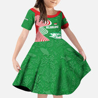 Germany Heligoland Family Matching Short Sleeve Bodycon Dress and Hawaiian Shirt with Fish Illustration and Red Green Wave - Wonder Print Shop