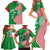 Germany Heligoland Family Matching Short Sleeve Bodycon Dress and Hawaiian Shirt with Fish Illustration and Red Green Wave - Wonder Print Shop