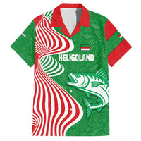 Germany Heligoland Family Matching Short Sleeve Bodycon Dress and Hawaiian Shirt with Fish Illustration and Red Green Wave - Wonder Print Shop