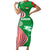 Germany Heligoland Family Matching Short Sleeve Bodycon Dress and Hawaiian Shirt with Fish Illustration and Red Green Wave - Wonder Print Shop