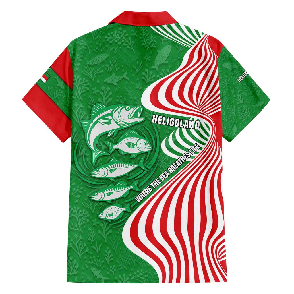 Germany Heligoland Family Matching Summer Maxi Dress and Hawaiian Shirt with Fish Illustration and Red Green Wave - Wonder Print Shop