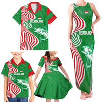 Germany Heligoland Family Matching Tank Maxi Dress and Hawaiian Shirt with Fish Illustration and Red Green Wave - Wonder Print Shop