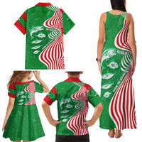 Germany Heligoland Family Matching Tank Maxi Dress and Hawaiian Shirt with Fish Illustration and Red Green Wave - Wonder Print Shop
