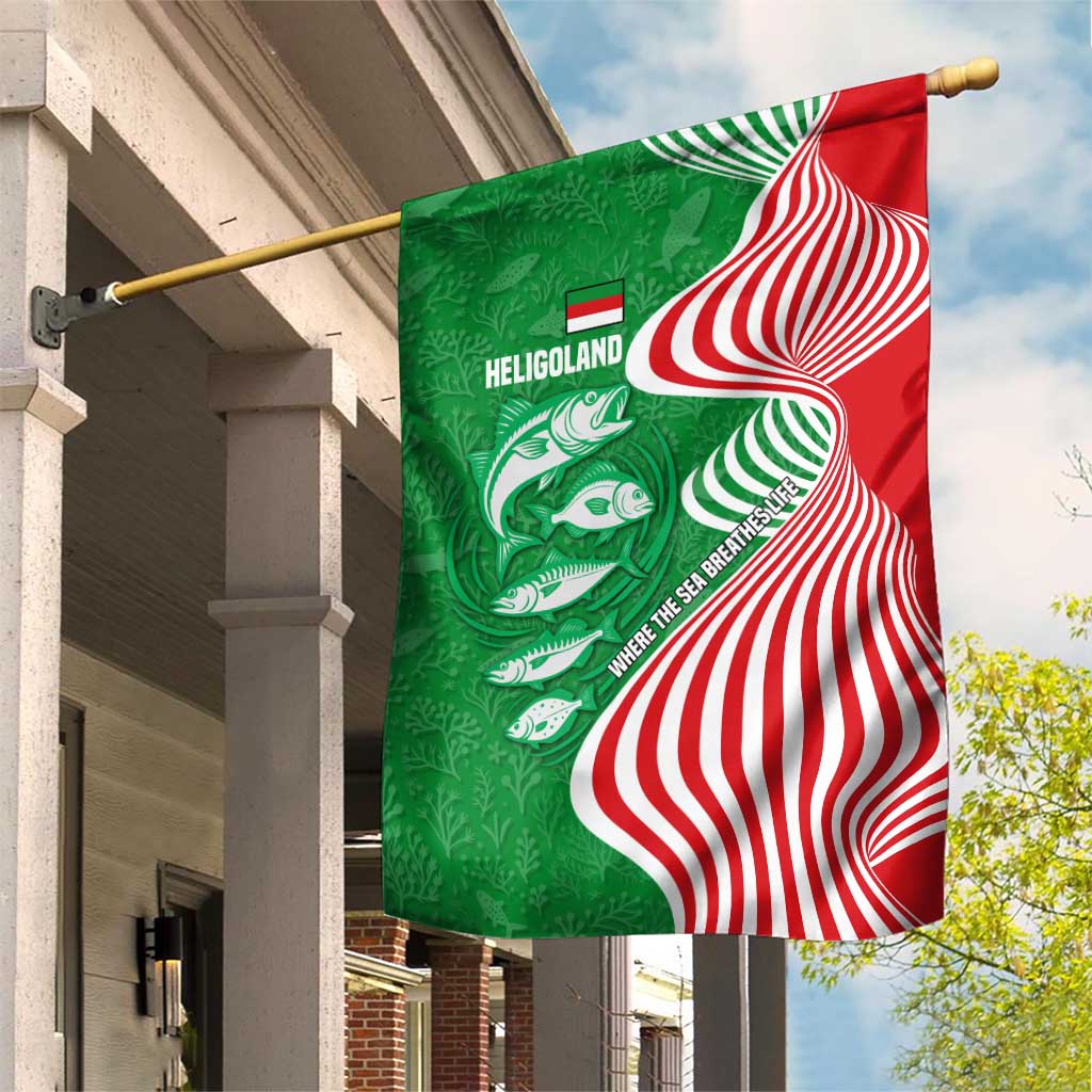 Germany Heligoland Garden Flag with Fish Illustration and Red Green Wave - Wonder Print Shop