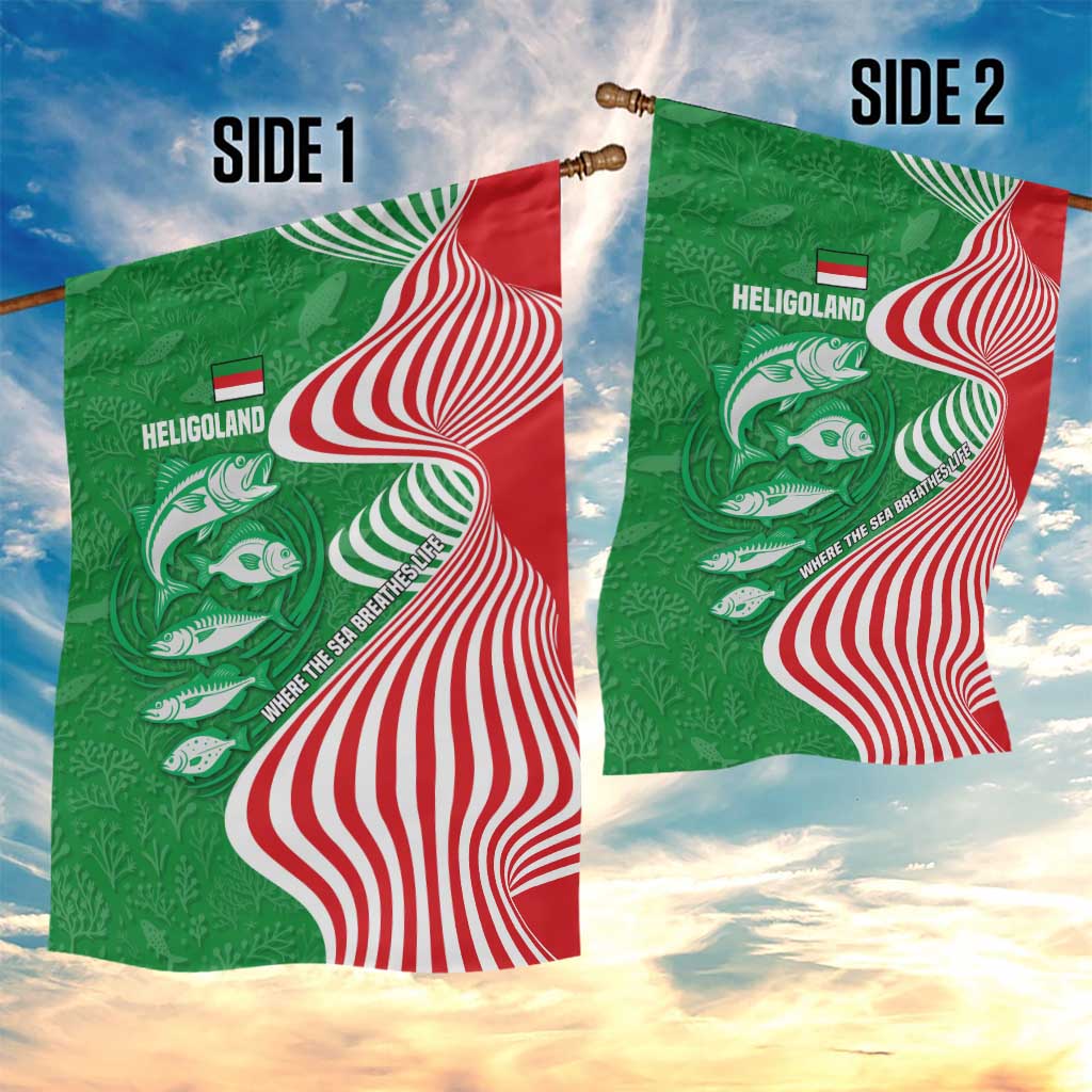 Germany Heligoland Garden Flag with Fish Illustration and Red Green Wave - Wonder Print Shop