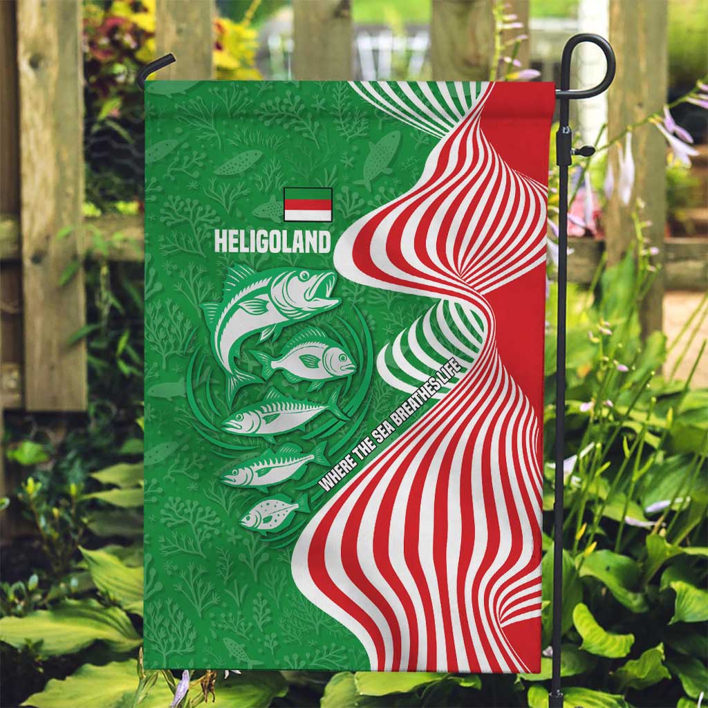 Germany Heligoland Garden Flag with Fish Illustration and Red Green Wave - Wonder Print Shop