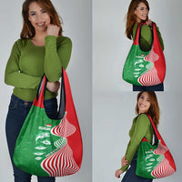 Germany Heligoland Grocery Bag with Fish Illustration and Red Green Wave - Wonder Print Shop