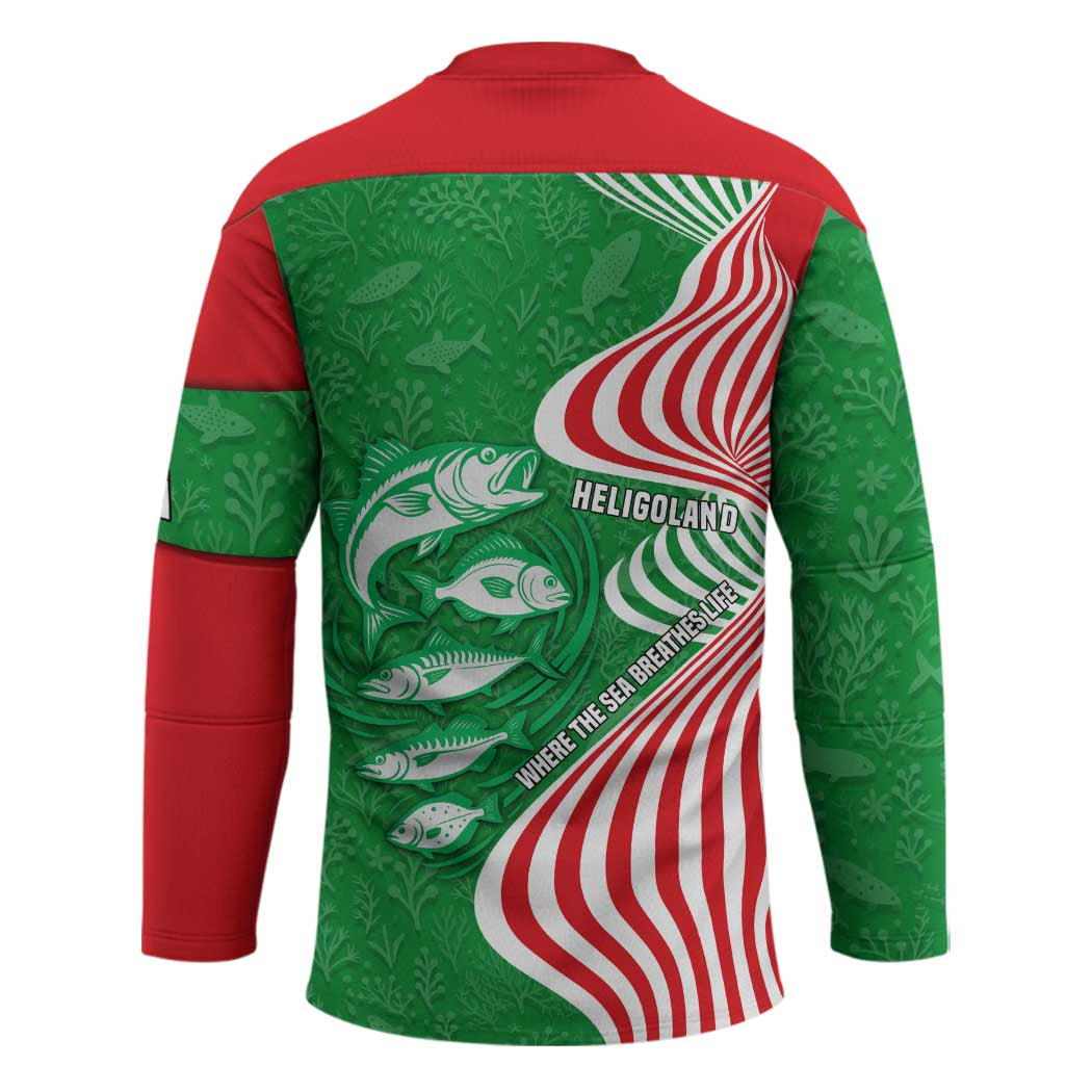 Germany Heligoland Hockey Jersey with Fish Illustration and Red Green Wave - Wonder Print Shop