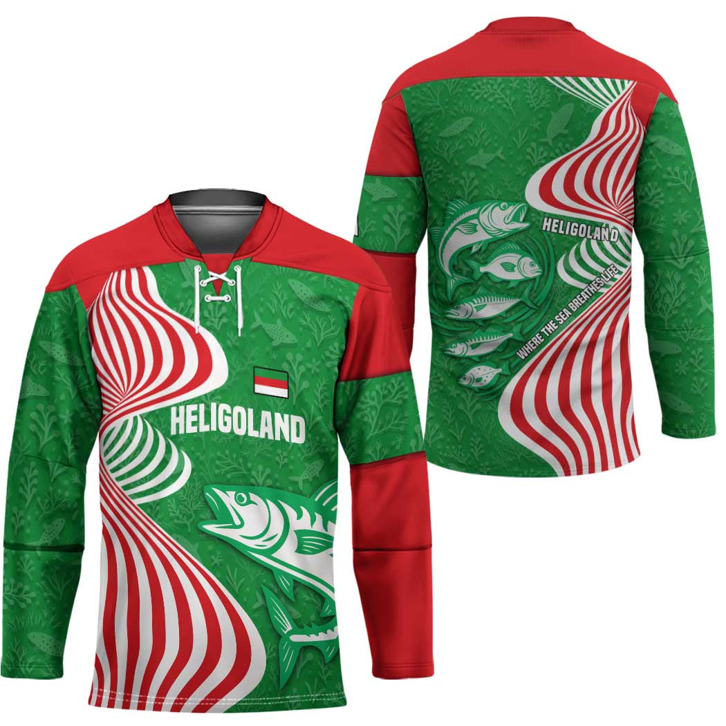 Germany Heligoland Hockey Jersey with Fish Illustration and Red Green Wave - Wonder Print Shop
