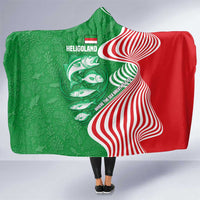 Germany Heligoland Hooded Blanket with Fish Illustration and Red Green Wave - Wonder Print Shop