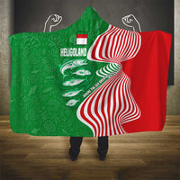 Germany Heligoland Hooded Blanket with Fish Illustration and Red Green Wave - Wonder Print Shop