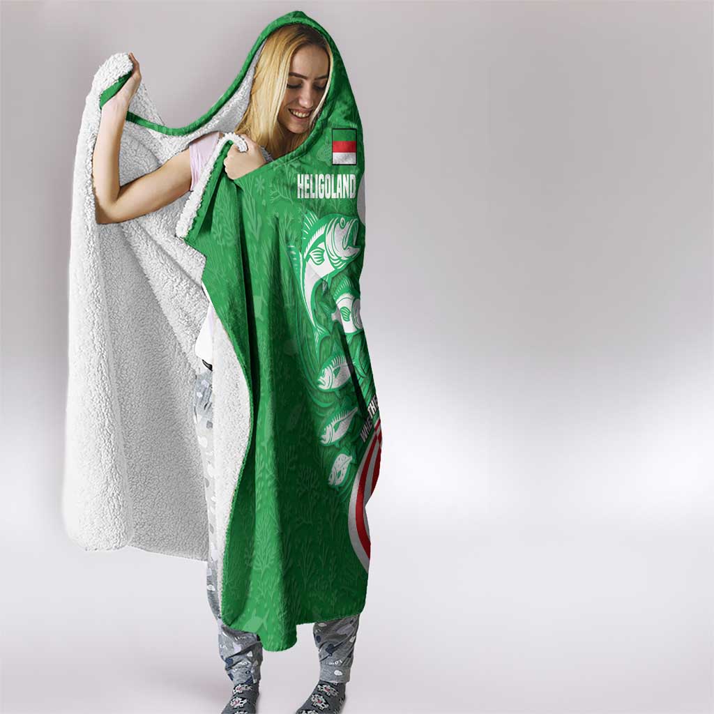 Germany Heligoland Hooded Blanket with Fish Illustration and Red Green Wave - Wonder Print Shop