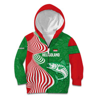 Germany Heligoland Kid Hoodie with Fish Illustration and Red Green Wave - Wonder Print Shop