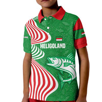 Germany Heligoland Kid Polo Shirt with Fish Illustration and Red Green Wave - Wonder Print Shop