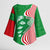 Germany Heligoland Kimono Sleeve Blouse with Fish Illustration and Red Green Wave - Wonder Print Shop