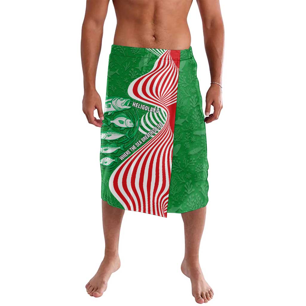 Germany Heligoland Lavalava with Fish Illustration and Red Green Wave - Wonder Print Shop