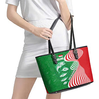 Germany Heligoland Leather Tote Bag with Fish Illustration and Red Green Wave - Wonder Print Shop
