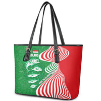 Germany Heligoland Leather Tote Bag with Fish Illustration and Red Green Wave - Wonder Print Shop