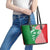 Germany Heligoland Leather Tote Bag with Fish Illustration and Red Green Wave - Wonder Print Shop