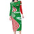 Germany Heligoland Long Sleeve Bodycon Dress with Fish Illustration and Red Green Wave - Wonder Print Shop