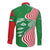 Germany Heligoland Long Sleeve Button Shirt with Fish Illustration and Red Green Wave - Wonder Print Shop