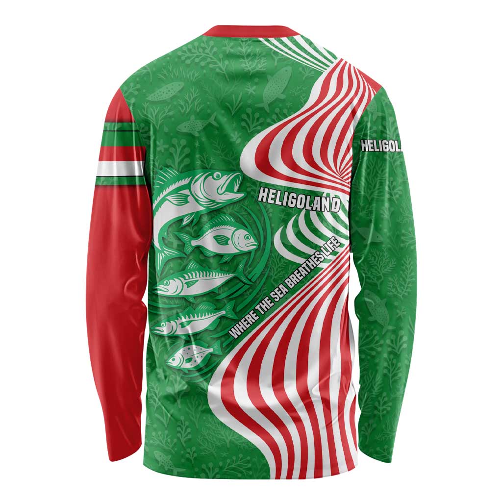 Germany Heligoland Long Sleeve Shirt with Fish Illustration and Red Green Wave - Wonder Print Shop