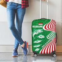 Germany Heligoland Luggage Cover with Fish Illustration and Red Green Wave - Wonder Print Shop