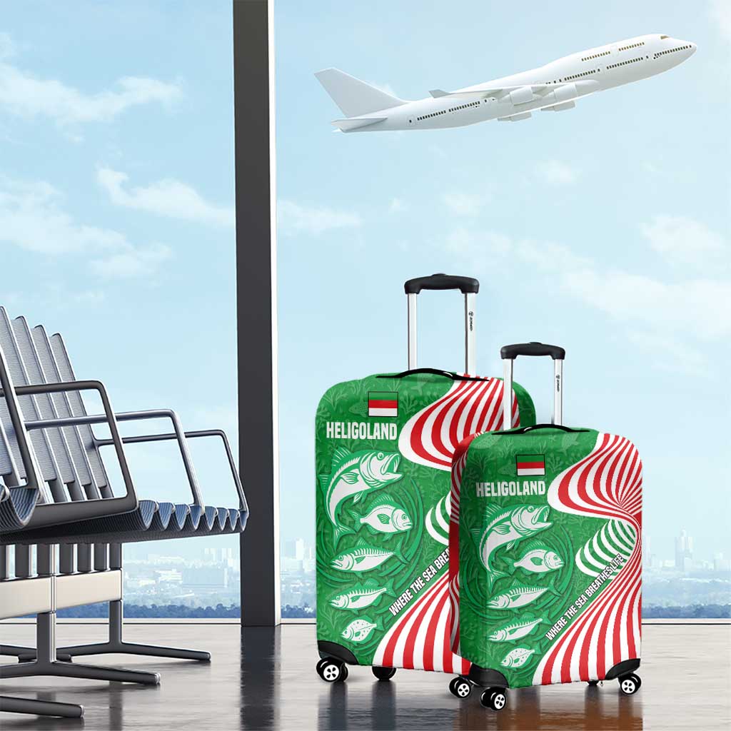 Germany Heligoland Luggage Cover with Fish Illustration and Red Green Wave - Wonder Print Shop
