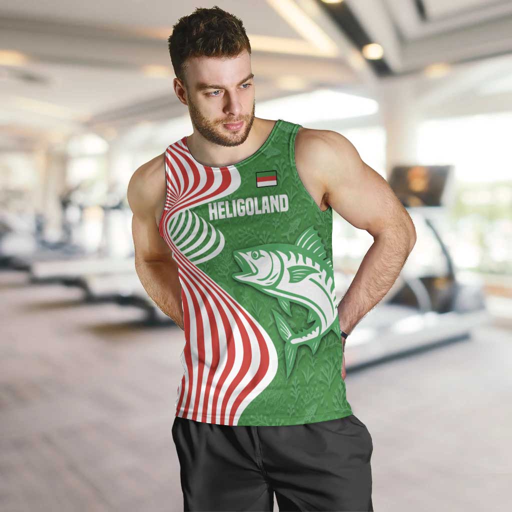 Germany Heligoland Men Tank Top with Fish Illustration and Red Green Wave - Wonder Print Shop