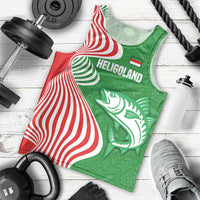 Germany Heligoland Men Tank Top with Fish Illustration and Red Green Wave - Wonder Print Shop