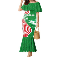 Germany Heligoland Mermaid Dress with Fish Illustration and Red Green Wave - Wonder Print Shop