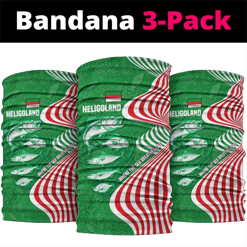 Germany Heligoland Neck Gaiter with Fish Illustration and Red Green Wave - Wonder Print Shop