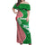Germany Heligoland Off Shoulder Maxi Dress with Fish Illustration and Red Green Wave - Wonder Print Shop