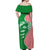 Germany Heligoland Off Shoulder Maxi Dress with Fish Illustration and Red Green Wave - Wonder Print Shop