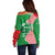 Germany Heligoland Off Shoulder Sweater with Fish Illustration and Red Green Wave - Wonder Print Shop