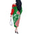 Germany Heligoland Off The Shoulder Long Sleeve Dress with Fish Illustration and Red Green Wave - Wonder Print Shop
