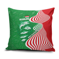 Germany Heligoland Pillow Cover with Fish Illustration and Red Green Wave - Wonder Print Shop