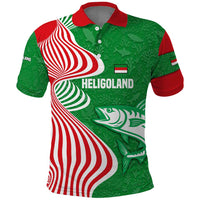 Germany Heligoland Polo Shirt with Fish Illustration and Red Green Wave - Wonder Print Shop