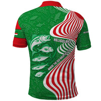 Germany Heligoland Polo Shirt with Fish Illustration and Red Green Wave - Wonder Print Shop