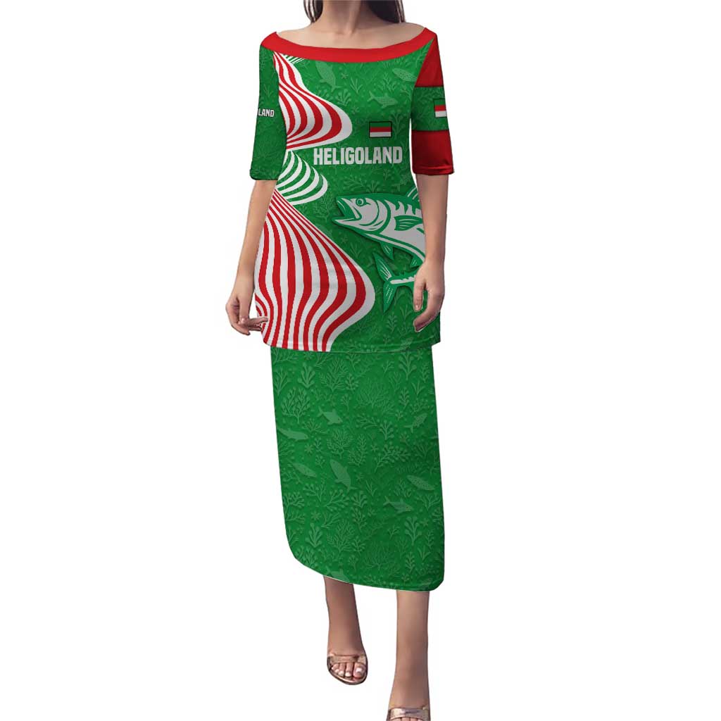 Germany Heligoland Puletasi with Fish Illustration and Red Green Wave - Wonder Print Shop