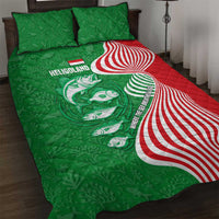 Germany Heligoland Quilt Bed Set with Fish Illustration and Red Green Wave - Wonder Print Shop