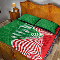 Germany Heligoland Quilt Bed Set with Fish Illustration and Red Green Wave - Wonder Print Shop