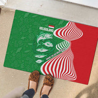 Germany Heligoland Rubber Doormat with Fish Illustration and Red Green Wave - Wonder Print Shop