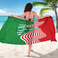 Germany Heligoland Sarong with Fish Illustration and Red Green Wave - Wonder Print Shop