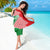 Germany Heligoland Sarong with Fish Illustration and Red Green Wave - Wonder Print Shop