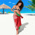 Germany Heligoland Sarong with Fish Illustration and Red Green Wave - Wonder Print Shop